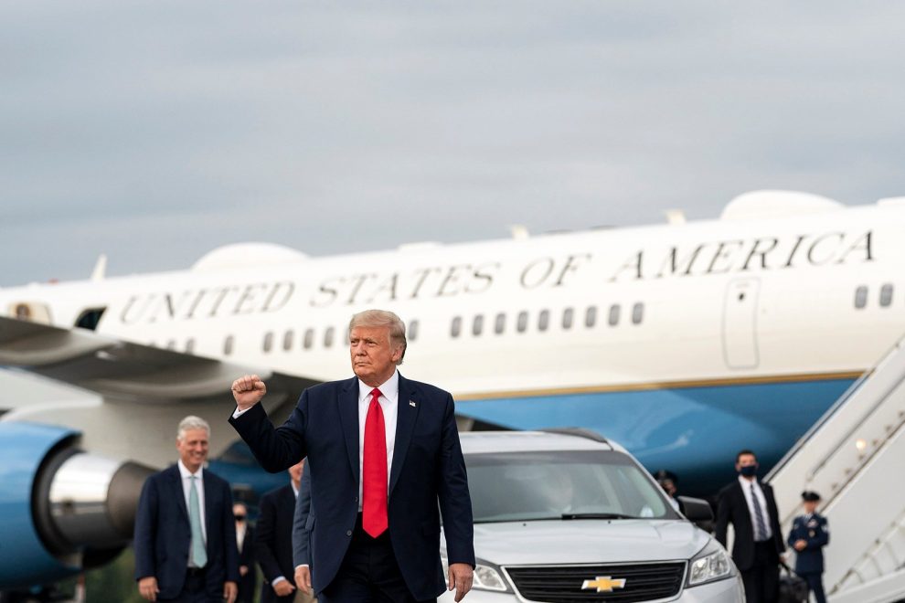 President Trump in front of plane