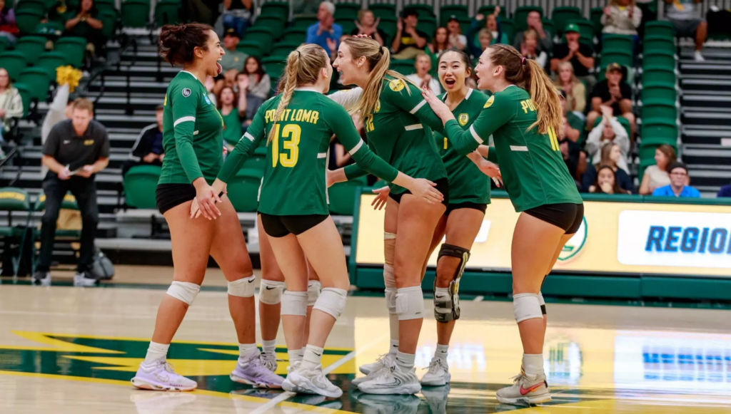 PLNU wins a point during Cal Poly Pomona. Photo credit to Will MacNeil.