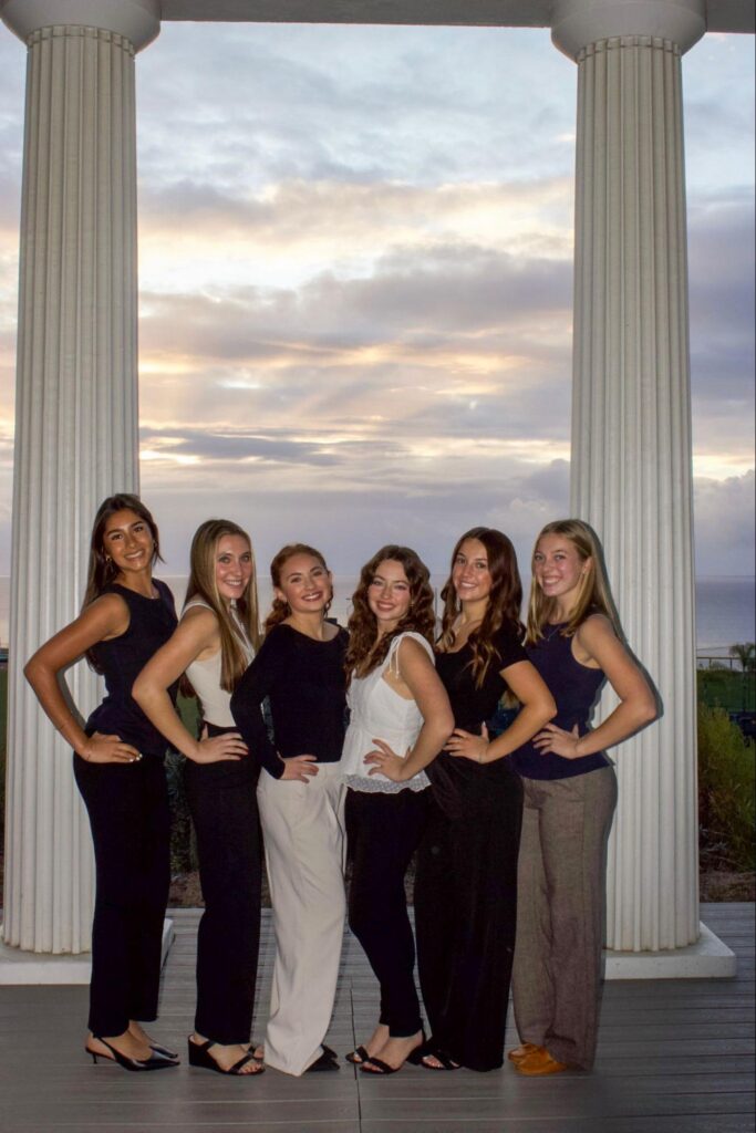 Left to right: Gianna Mandujano (communications director), Mia Edwards (treasurer), Leah Bowles (president), Haylie Runner (social media marketing), Bella Sarti (vice president), Kate Gerspacher (secretary). Photo credit to Elyse Koenig.